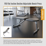 FID Flat Incline Decline Adjustable Bench Press - Rear View