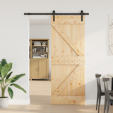 Sliding Door NARVIK Natural and Black 80 x 210 cm (152.5 cm)