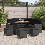 Garden Sofa Set with Cushion with Storage Black Poly rattan