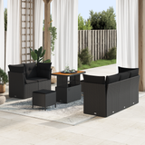 Garden Sofa Set 8 pcs Black Poly rattan and powder-coated steel - Front View