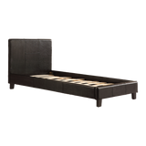 Single PU Leather Bed Frame Black - Front View
