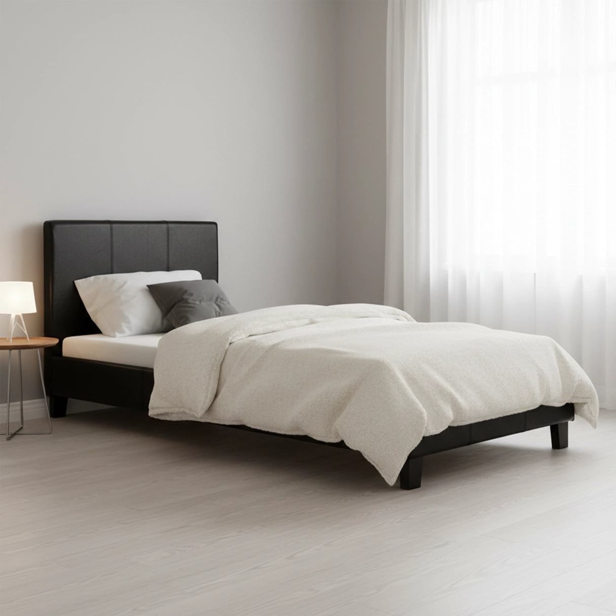 Single PU Leather Bed Frame Black