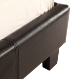 Single PU Leather Bed Frame Black - Low Angle