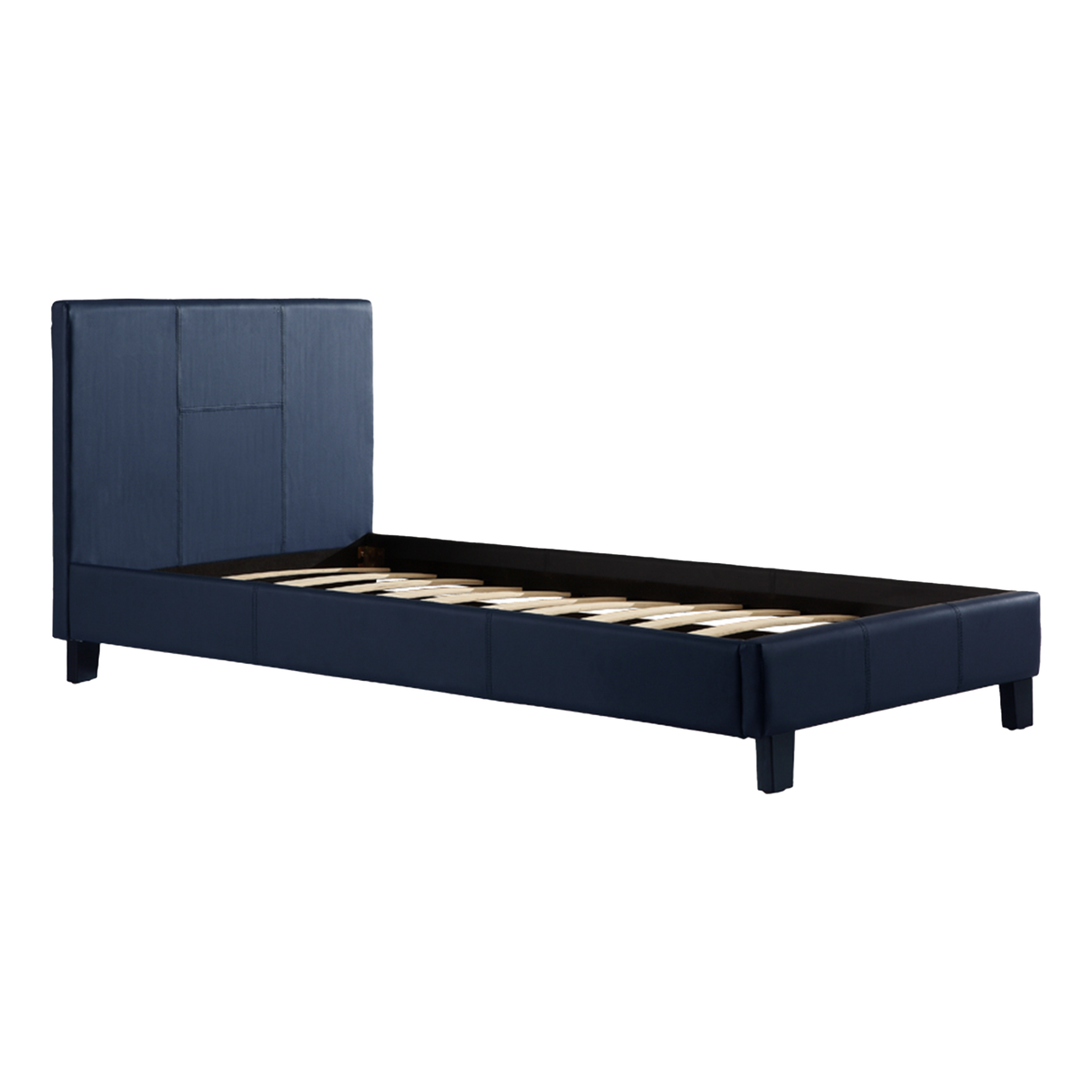 Single PU Leather Bed Frame Blue