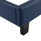 Single PU Leather Bed Frame Blue