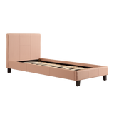 Single PU Leather Bed Frame Pink - Front View