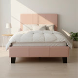 Single PU Leather Bed Frame Pink - 45-Degree Angle