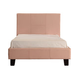 Single PU Leather Bed Frame Pink - Low Angle