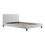 Double PU Leather Bed Frame White - Front View