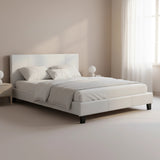 Double PU Leather Bed Frame White - 45-Degree Angle