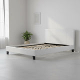 Double PU Leather Bed Frame White