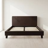 Double PU Leather Bed Frame Brown