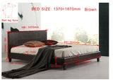 Double PU Leather Bed Frame Brown - Low Angle