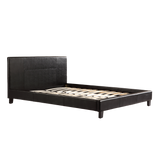 Double PU Leather Bed Frame Black - Front View