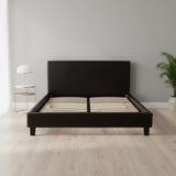 Double PU Leather Bed Frame Black - 45-Degree Angle