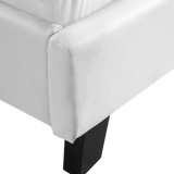 Queen PU Leather Bed Frame White - Top-Down View