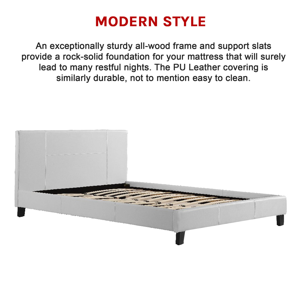 Queen PU Leather Bed Frame White