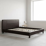 Queen PU Leather Bed Frame Brown