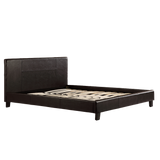 Queen PU Leather Bed Frame Brown - Front View