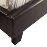 Queen PU Leather Bed Frame Brown - Top-Down View