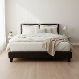 Queen PU Leather Bed Frame Brown