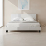 King PU Leather Bed Frame White - 45-Degree Angle