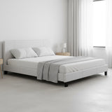 King PU Leather Bed Frame White - Close-Up Angle
