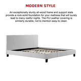 King PU Leather Bed Frame White