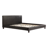 King PU Leather Bed Frame Brown - Front View