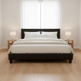 King PU Leather Bed Frame Brown