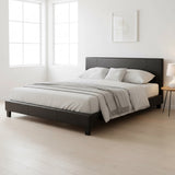 King PU Leather Bed Frame Black - Close-Up Angle