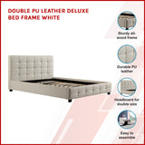 Double PU Leather Deluxe Bed Frame White