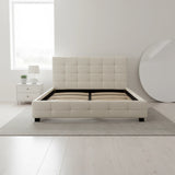 Double PU Leather Deluxe Bed Frame White - 45-Degree Angle