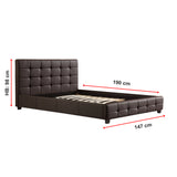 Double PU Leather Deluxe Bed Frame Brown - Extra Image