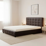 Double PU Leather Deluxe Bed Frame Brown - 45-Degree Angle