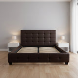 Double PU Leather Deluxe Bed Frame Brown