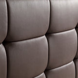 Double PU Leather Deluxe Bed Frame Brown - Low Angle