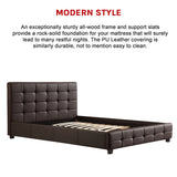 Double PU Leather Deluxe Bed Frame Brown - Extra Image