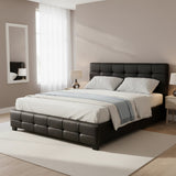 Double PU Leather Deluxe Bed Frame Black