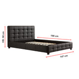 Double PU Leather Deluxe Bed Frame Black - Extra Image