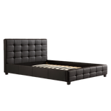 Double PU Leather Deluxe Bed Frame Black - Front View
