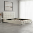 Queen PU Leather Deluxe Bed Frame White