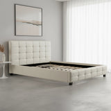 Queen PU Leather Deluxe Bed Frame White