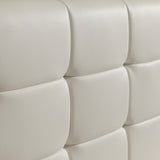 Queen PU Leather Deluxe Bed Frame White - Low Angle