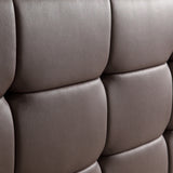 Queen PU Leather Deluxe Bed Frame Brown - Low Angle