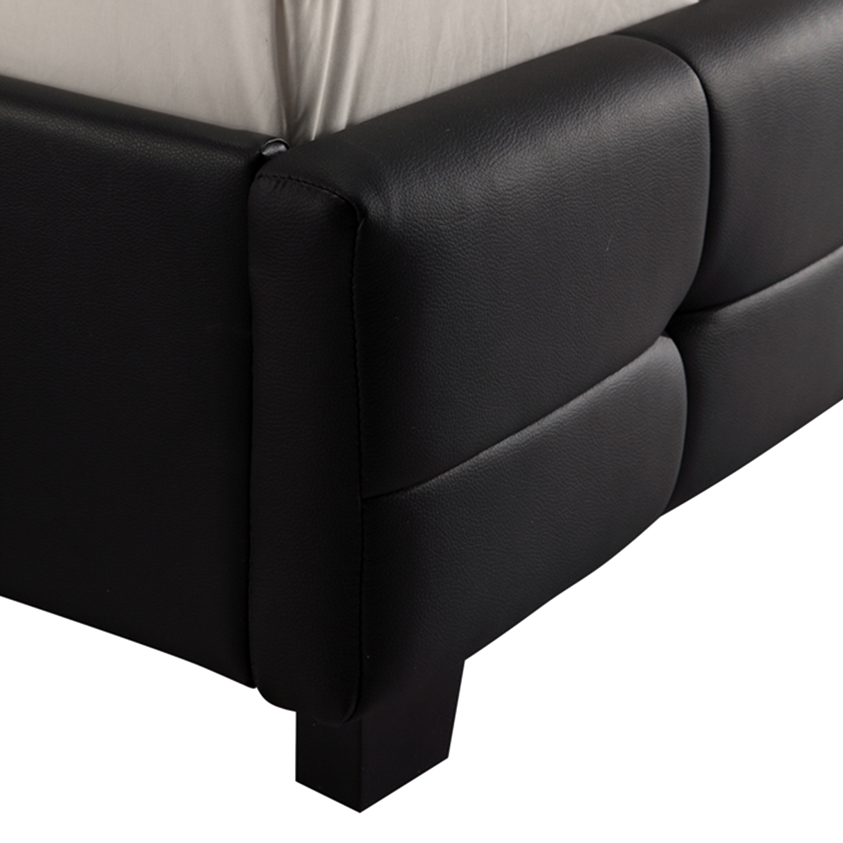 Queen PU Leather Deluxe Bed Frame Black
