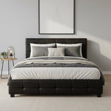 Queen PU Leather Deluxe Bed Frame Black