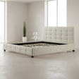 King PU Leather Deluxe Bed Frame White