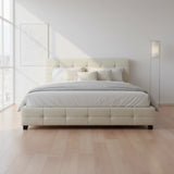 King PU Leather Deluxe Bed Frame White