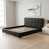 King PU Leather Deluxe Bed Frame Black